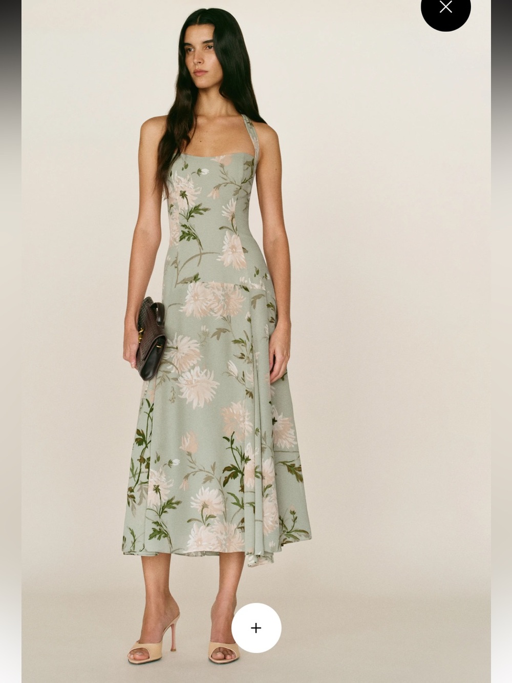 Reformation Sage Green Floral Midi Dress